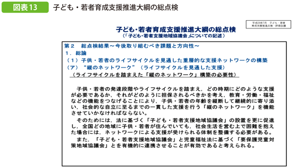 図表13 子ども・若者育成支援推進大綱の総点検