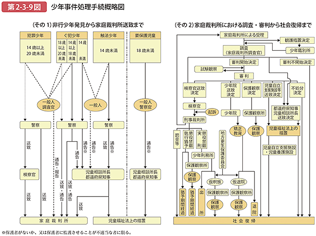 第2-3-9図 少年事件処理手続概略図