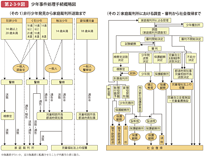 第2-3-9図 少年事件処理手続概略図