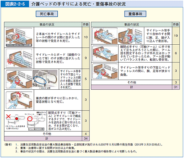 図表2-2-5 介護ベッドの手すりによる死亡・重傷事故の状況
