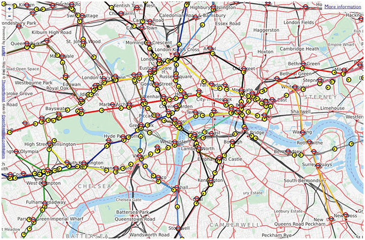 図表3-3-3-6 Live train map for the London Underground