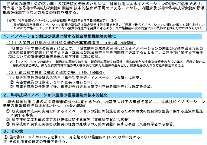 第2‐1‐4図 内閣府設置法の一部を改正する法律（概要）