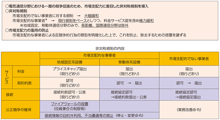 図表1-1-2-10 非対称規制の整備の概要