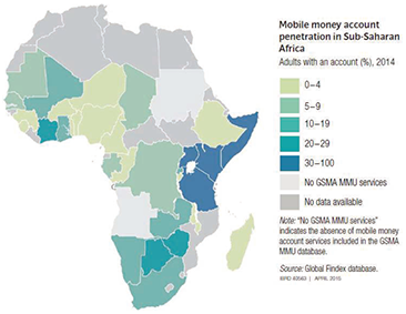 図表2-3-1-10 アフリカでのモバイル送金口座の普及率