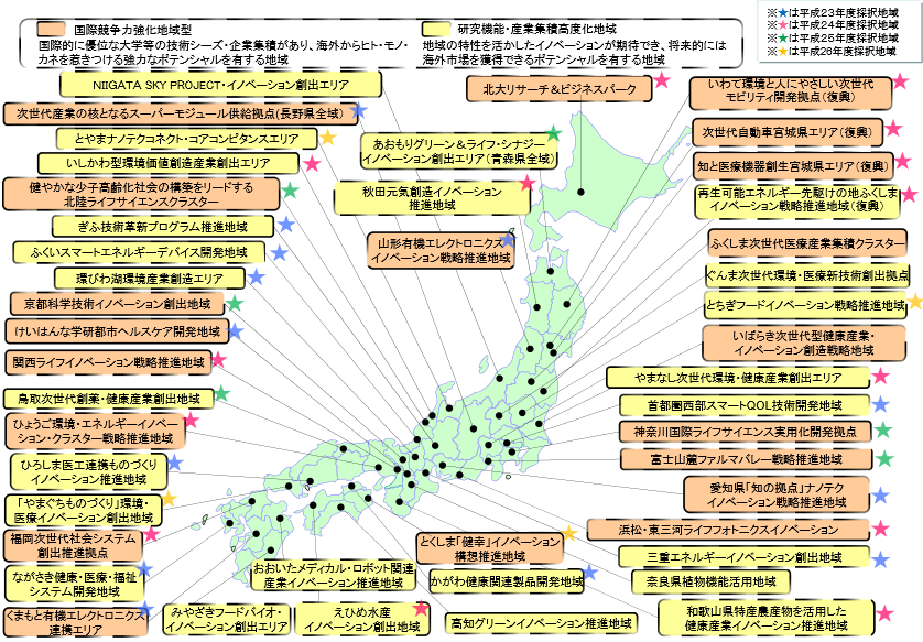 第2‐2‐14図 地域イノベーション戦略推進地域 平成26年度選定地域一覧