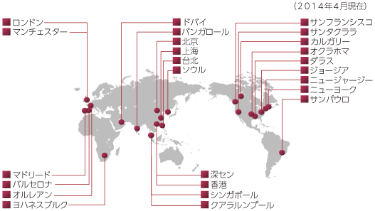 図表2-3-2-13 日立グループ 情報・通信システム分野の主な海外展開拠点