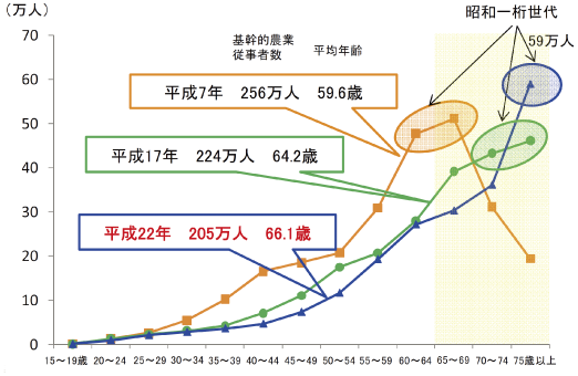 図表4-2-3-11 基幹的農業従事者の年齢構成