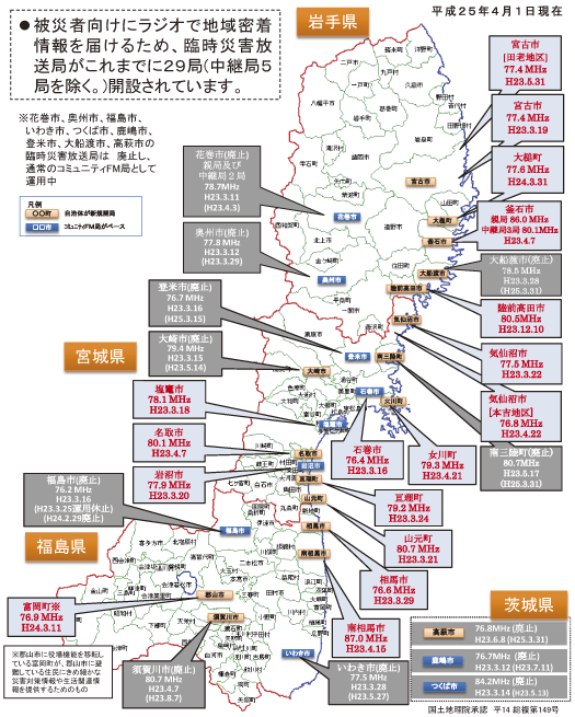 図表5-1-2-1 「東日本大震災」に伴う臨時災害放送局の開設状況