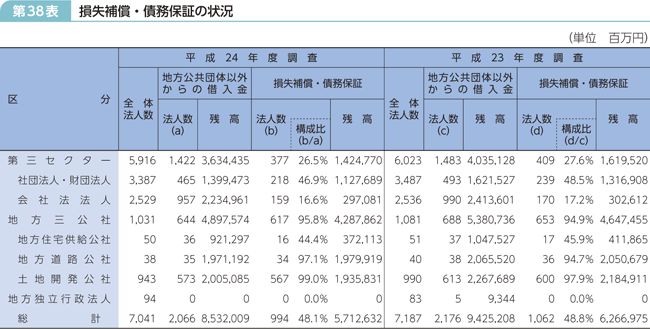 第38表 損失補償・債務保証の状況