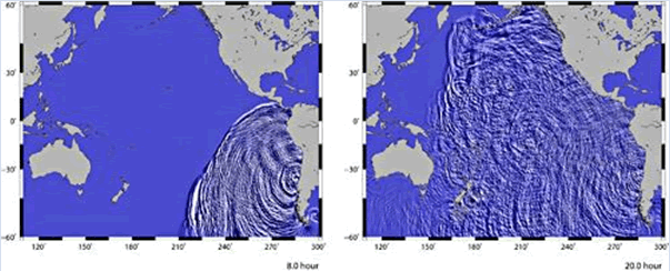 第1‐1‐18 図 2010年チリで発生した地震による津波の波動伝播の解析（イメージ図）