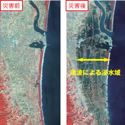 写真2－5－6：陸域観測技術衛星「だいち」（ALOS）による東日本大震災の緊急観測結果（宮城県名取市付近）