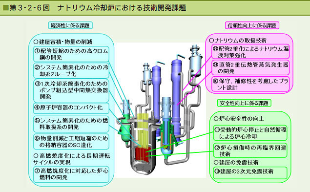 第3-2-6図 ナトリウム冷却炉における技術開発課題