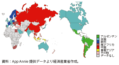 第Ⅱ-2-4-17図　各国内の最も使用されているショッピング・アプリの国籍（2018年）