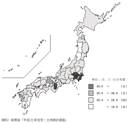 図表I-3-1-22　都道府県別通勤時間