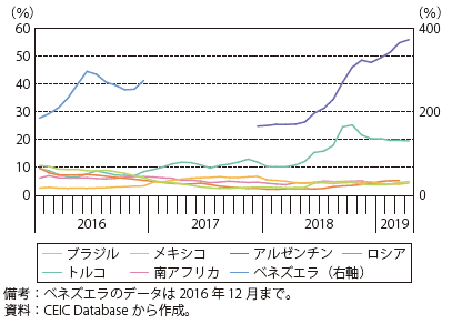 第Ⅰ-2-1-8図　インフレ率（新興国アジア以外）