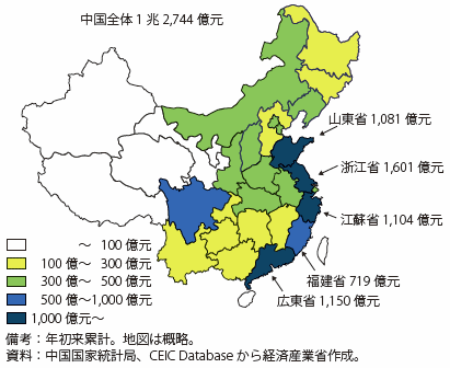 第Ⅰ-3-2-2-7図　中国の省別不良債権額（2015年）