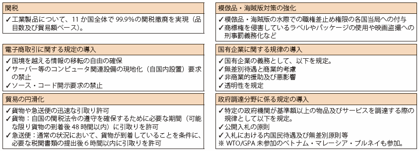 第Ⅱ-2-2-2-2表　TPPの主な合意内容