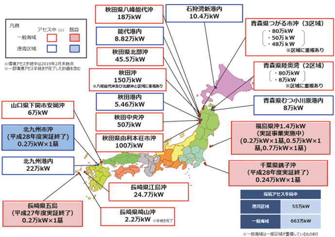 【第332-2-2】日本における洋上風力発電の導入状況及び計画