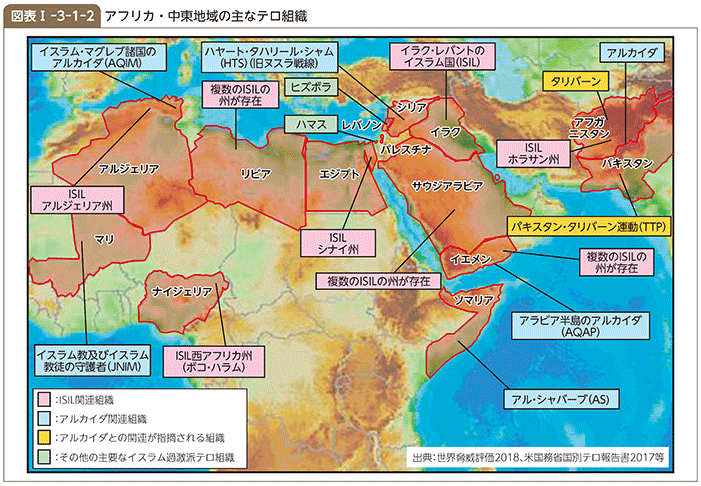 図表I-3-1-2　アフリカ・中東地域の主なテロ組織