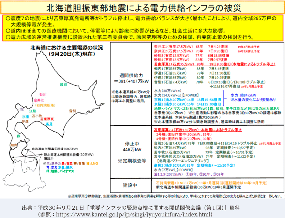 北海道胆振東部地震による電力供給インフラの被災