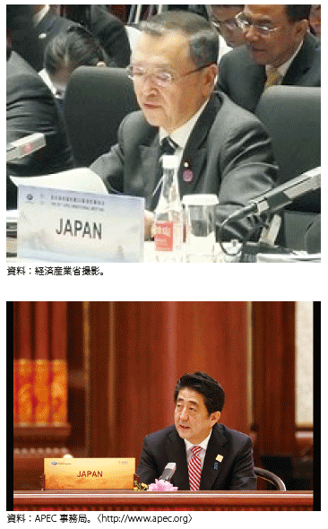 第Ⅲ-1-4-2-1図　2014年APECにおける閣僚会議・首脳会議の模様
