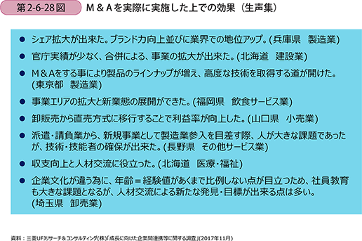 M＆Aを実際に実施した上での効果（生声集）