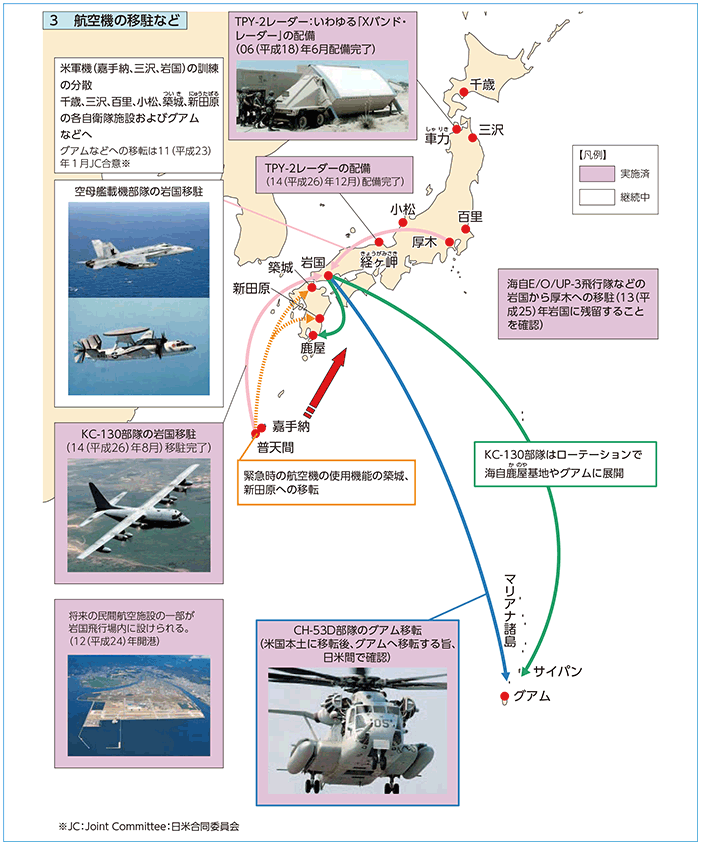 図表II-4-4-3-B「再編の実施のための日米ロードマップ」に示された在日米軍などの兵力態勢の再編の進捗状況