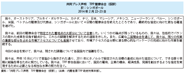 第Ⅲ-1-1-8図　TPPシンガポール閣僚会合　結果報告