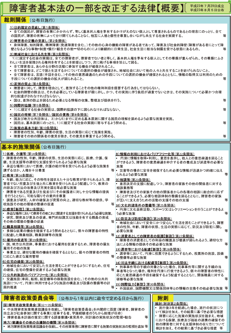 図表1-3　障害者基本法の一部を改正する法律案（概要）