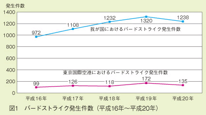 図1 バードストライク発生件数（平成１６年〜平成２０年）