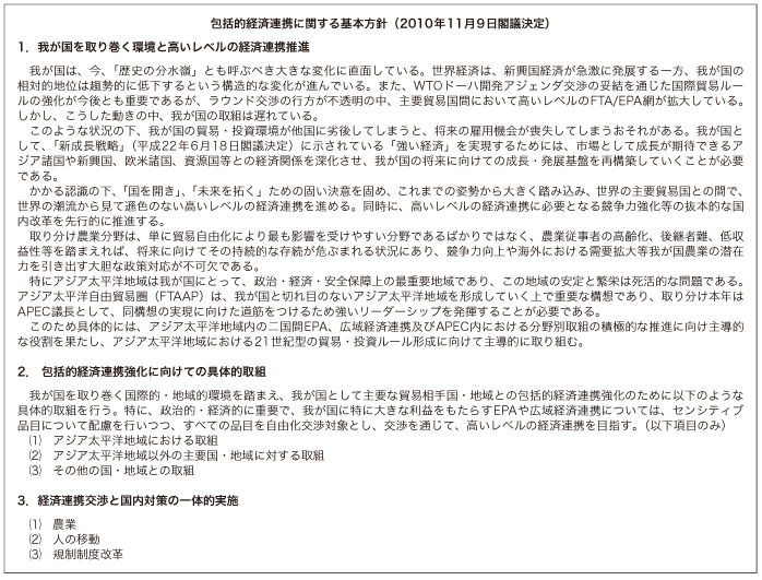 第５ー２ー１－５表　包括的経済連携に関する基本方針（抜粋）