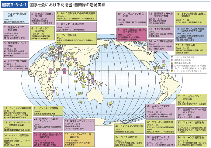 図表III-3-4-1　国際社会における防衛省・自衛隊の活動実績