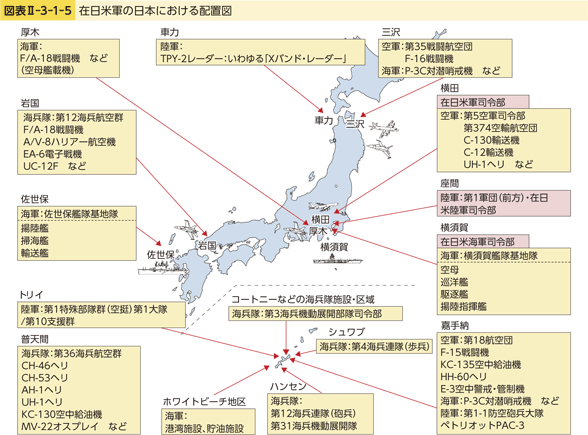 図表II-3-1-5　在日米軍の日本における配置図