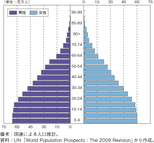 第1-2-5-22図　インド人口の年齢構成（2010年）