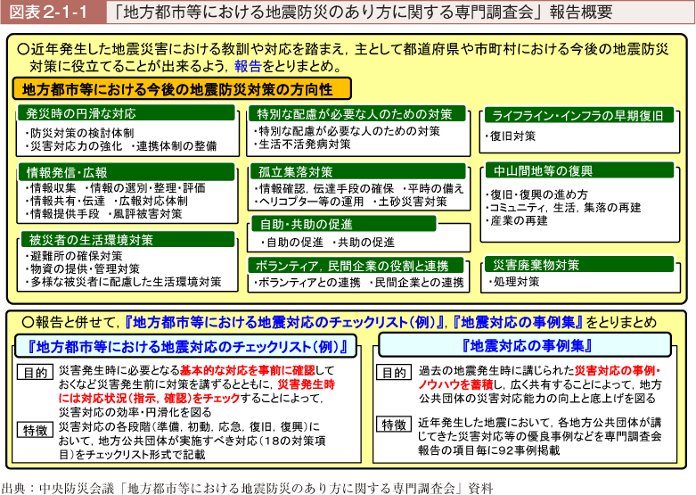 図表2-1-1　「地方都市等における地震防災のあり方に関する専門調査会」報告概要