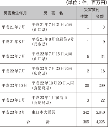 表　（株）日本政策金融公庫（中小企業向け業務）の融資