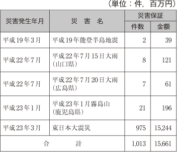 表　信用保証協会による信用保証の特例措置