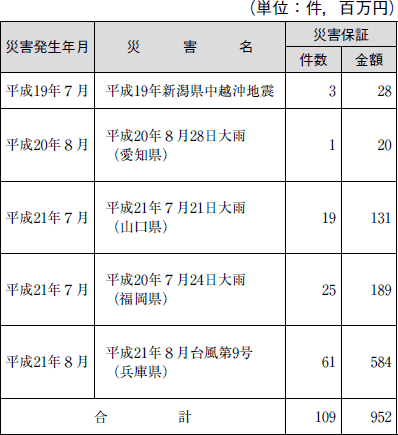 表　（株）日本政策金融公庫の融資