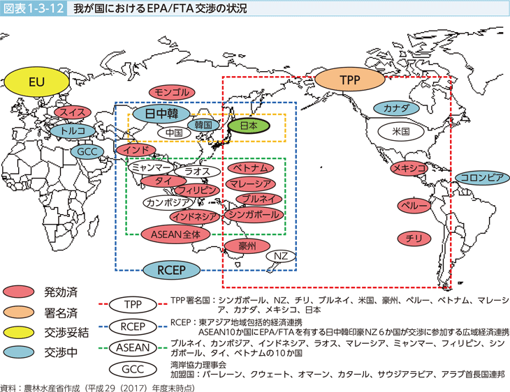 図表1-3-12　我が国におけるEP/FTA交渉の状況