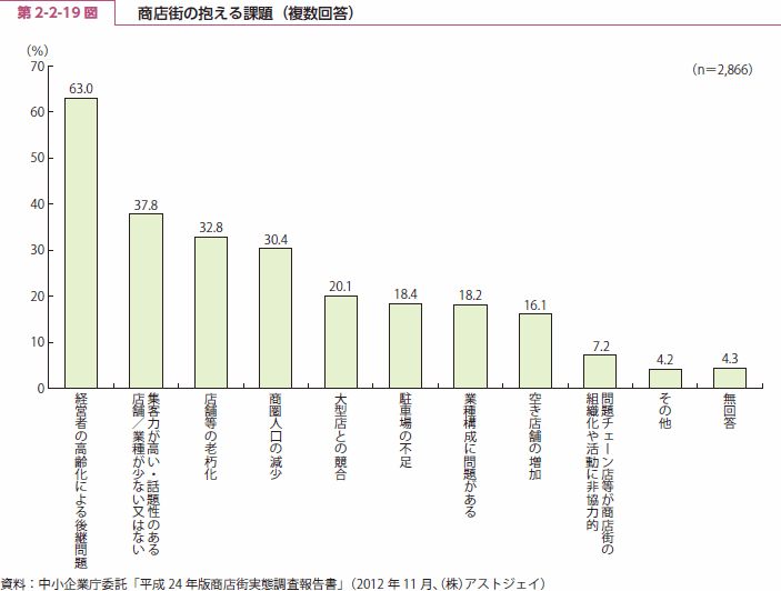 第 2-2-19 図 商店街の抱える課題（複数回答）