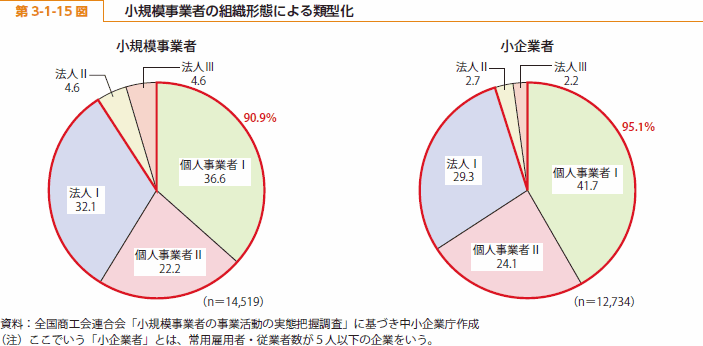 第 3-1-15 図 小規模事業者の組織形態による類型化