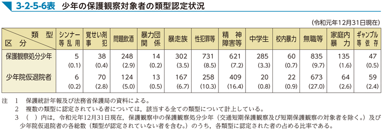 3-2-5-6表　少年の保護観察対象者の類型認定状況