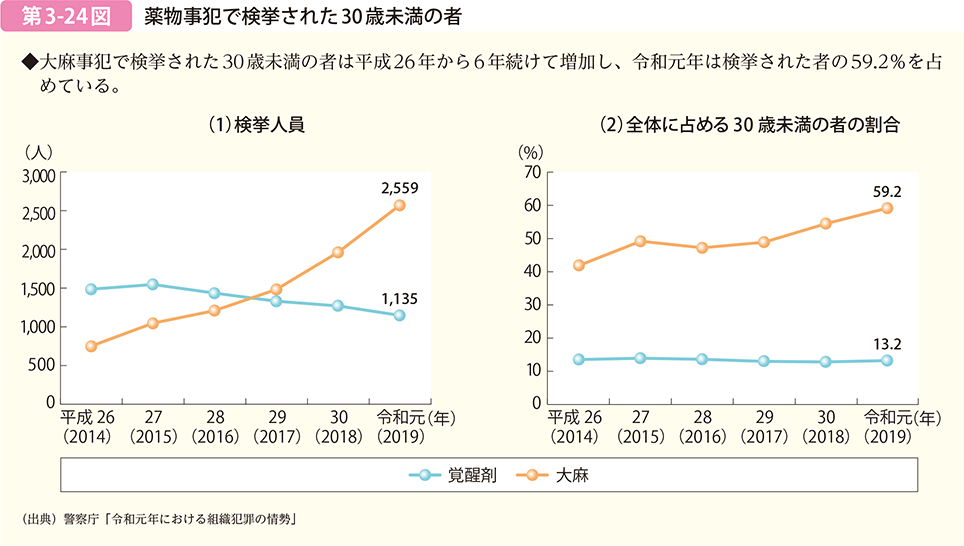 第3-24図 薬物事犯で検挙された30歳未満の者