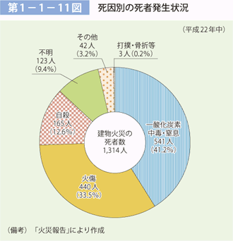 第 1− 1− 11図	 死因別の死者発生状況