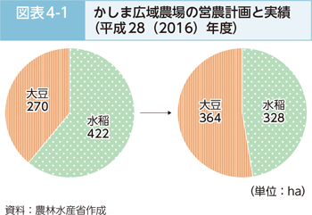 図表4-1 かしま広域農場の営農計画と実績（平成28（2016）年度）