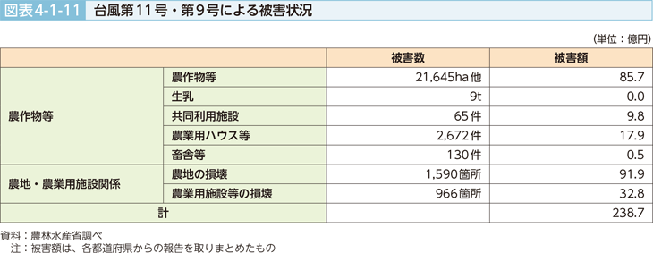 図表4-1-11 台風第11号・第9号による被害状況