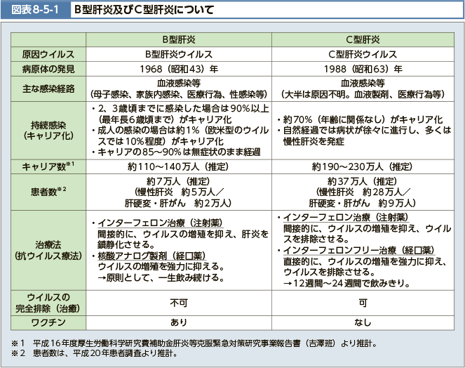 図表8-5-1 B型肝炎及びC型肝炎について