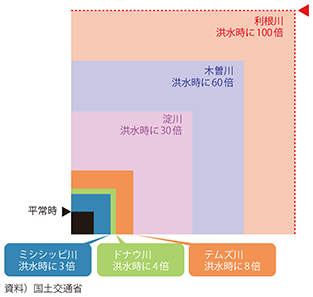 図表1-2-38　洪水時と平常時の流量比較