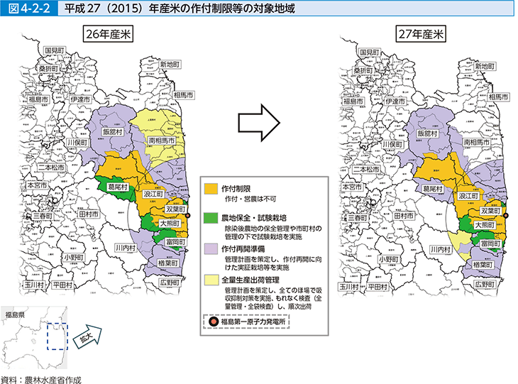 図4-2-2 平成27（2015）年産米の作付制限等の対象地域