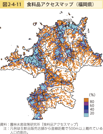 図2-4-11 食料品アクセスマップ（福岡県）